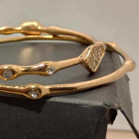 Two Gold Tone Rhinestone Bracelets - Picture 2 of 4